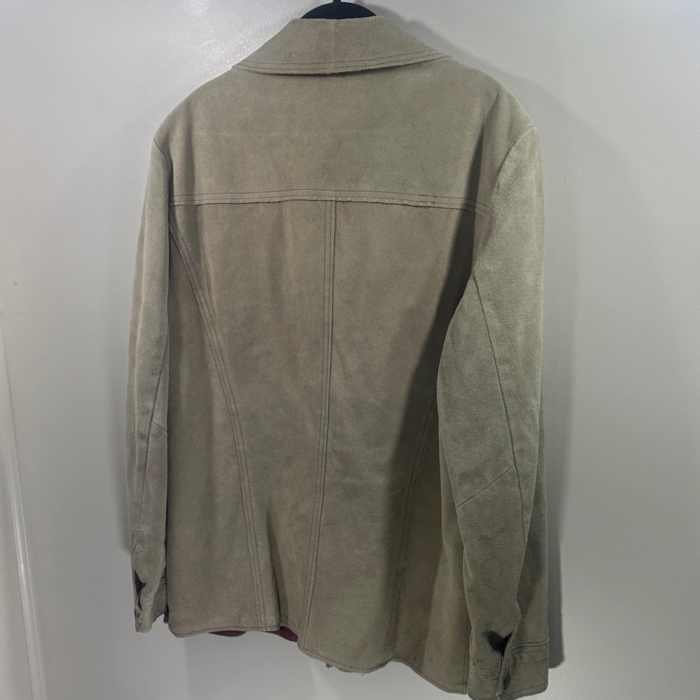 Men's Tan Leather Suede Shirt Jacket 42 Reg The Leather Shop Sears - Picture 11 of 14